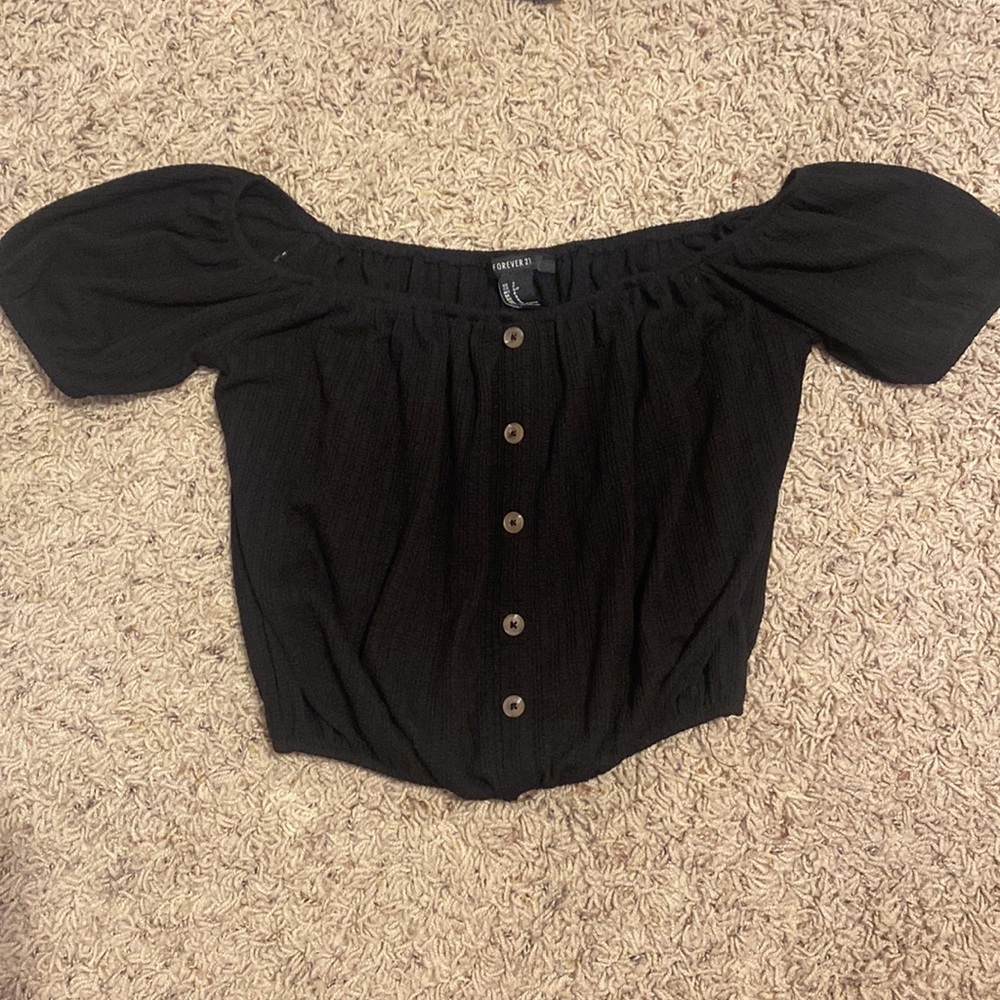 NWOT Black Cold Shoulder Top